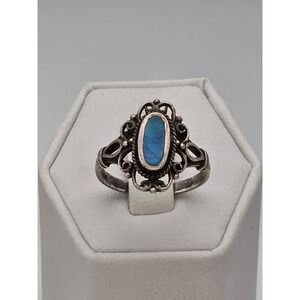Vtg J.Q. ADAMS JQA Signed 925 Sterling Silver Turquoise Ring Art Deco Size 7‎